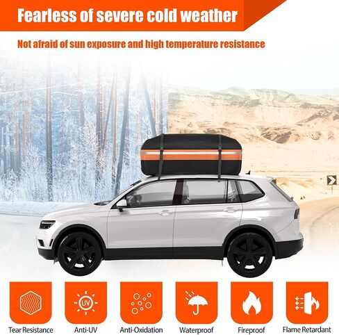 حامل البضائع على السطح من WISAMIC، حامل علوي للسيارة مقاوم للماء 1000D PVC، رف أمتعة مع حصيرة مضادة للانزلاق لجميع المركبات مع/بدون رفوف (21 قدم مكعب) in Kuwait