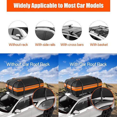 حامل البضائع على السطح من WISAMIC، حامل علوي للسيارة مقاوم للماء 1000D PVC، رف أمتعة مع حصيرة مضادة للانزلاق لجميع المركبات مع/بدون رفوف (21 قدم مكعب) in Kuwait