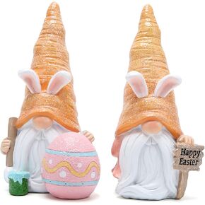 Hodao Easter Decorations Easter Gnomes Decor Resin Easter Bunny Doll Decoration Home Ornaments Table Decor Valentines Gnomes Resin Decor Gifts (Radish Gnome)