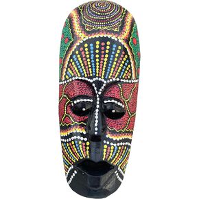 Land of Simple Treasures Small Wooden African Mask - Hand Painted - Tribal Tiki Masks Wall Hanging Decor 9.5 Inches