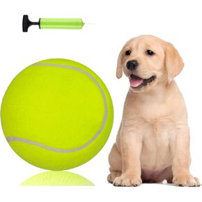 Big Tennis Ball for Dogs-9.5" Inflatable Giant Tennis Balls Large Pet Toys for Outdoor/Indoor Sports Oversize Dog Toy Ball for Small/Medium/Large Dogs Funny Gifts