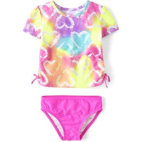 The Children's Place Girls' and Toddler Short Sleeve Rashguard Swimset