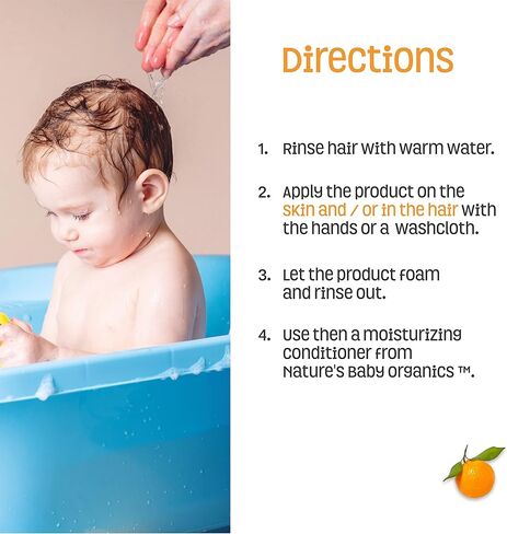 شامبو ناتشرز بيبي، غسول الوجه والجسم، 8 أونصة - مصمم للبشرة التي تعاني من مشاكل وحساسة، درجة حموضة محايدة. خالٍ من الكبريتات أو العطور الصناعية - الفانيليا واليوسفي in Kuwait