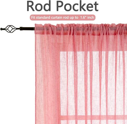 مجموعة توني ستائر شبه شفافة من الكتان الصناعي من الكتان 63 لغرفة المعيشة وغرفة الأطفال، لوحتين لغرفة النوم، ستارة فوال مرشحة للضوء لحفلات الزفاف (52 × 63 بوصة، أرجواني، لوحتان) in Kuwait