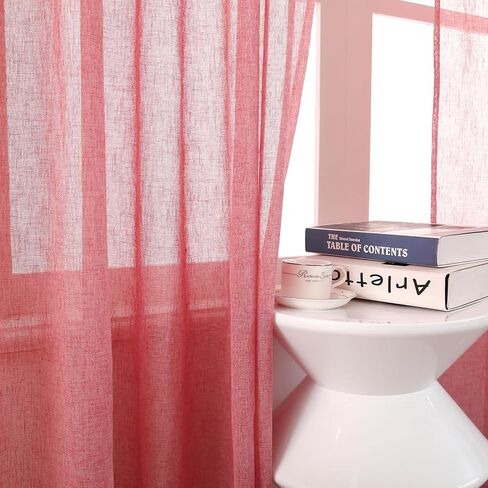 مجموعة توني ستائر شبه شفافة من الكتان الصناعي من الكتان 63 لغرفة المعيشة وغرفة الأطفال، لوحتين لغرفة النوم، ستارة فوال مرشحة للضوء لحفلات الزفاف (52 × 63 بوصة، أرجواني، لوحتان) in Kuwait