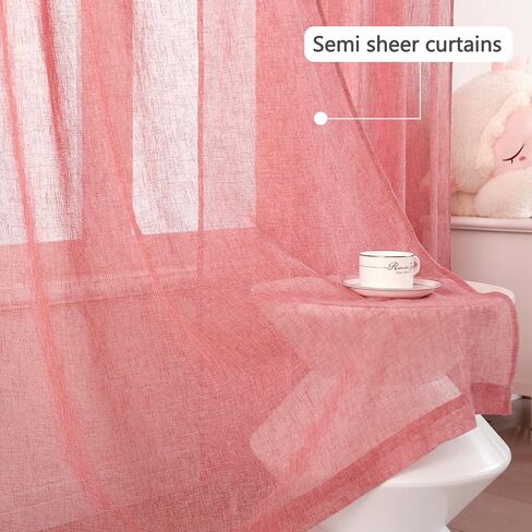 مجموعة توني ستائر شبه شفافة من الكتان الصناعي من الكتان 63 لغرفة المعيشة وغرفة الأطفال، لوحتين لغرفة النوم، ستارة فوال مرشحة للضوء لحفلات الزفاف (52 × 63 بوصة، أرجواني، لوحتان) in Kuwait