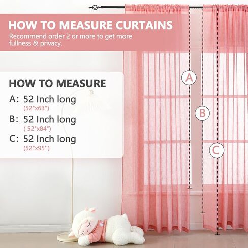 مجموعة توني ستائر شبه شفافة من الكتان الصناعي من الكتان 63 لغرفة المعيشة وغرفة الأطفال، لوحتين لغرفة النوم، ستارة فوال مرشحة للضوء لحفلات الزفاف (52 × 63 بوصة، أرجواني، لوحتان) in Kuwait