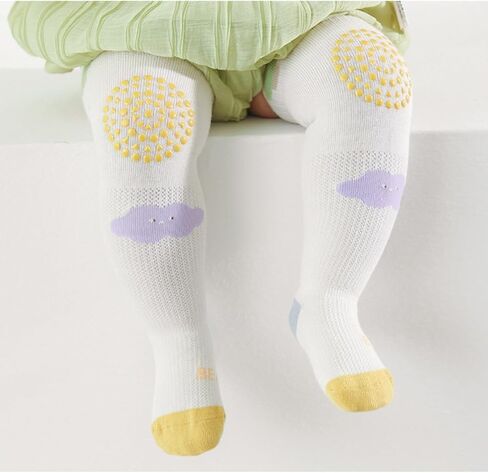 Baby Toddlers Knee High Non Slip Socks with Grips Girl Boy Non-Skid Socks Newborn Infant Floor Crawling Tube Stockings in Kuwait