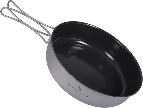 Boundless Voyage Titanium Non-Stick Frying Pan with Folding Handle Non-Stick Ceramic Coating Frypan Cooking Pot for Outdoor Camping Picnic Backpacking in Saudi Arabia
