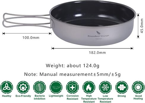 Boundless Voyage Titanium Non-Stick Frying Pan with Folding Handle Non-Stick Ceramic Coating Frypan Cooking Pot for Outdoor Camping Picnic Backpacking in Saudi Arabia