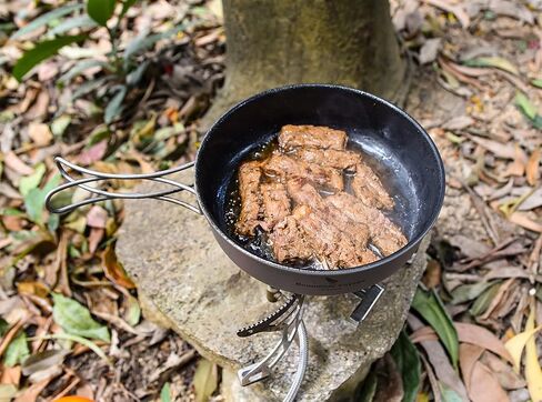 Boundless Voyage Titanium Non-Stick Frying Pan with Folding Handle Non-Stick Ceramic Coating Frypan Cooking Pot for Outdoor Camping Picnic Backpacking in Saudi Arabia
