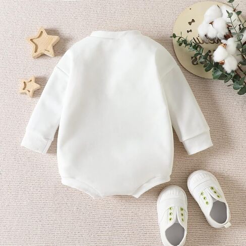Kuriozud Newborn Baby Boy Girl Bubble Romper Fall Winter Clothes | Baby Boy Girl Sweatshirt Romper for Football Game Day, Halloween, Thanksgiving, Christmas, New Year Gift, Photoshoot, 0-18M in Kuwait