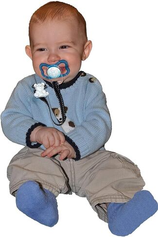 مشبك حامل اللهاية العالمي من بيبي بادي – يتم تثبيته على الباسي أو ربطه بحلقة سيليكون ملائمة عالمية – مشبك مصاصة للأطفال من سن 4 أشهر فما فوق/ الأولاد والبنات الصغار in Kuwait