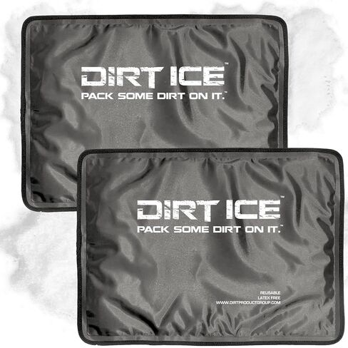 Dirt Ice - عبوة ثلج جل - كبيرة - 14.5 بوصة × 10.5 بوصة - عبوات ثلج للإصابات قابلة لإعادة الاستخدام - تورم وكدمات والتهاب العضلات - تخفيف الآلام - لفافة ثلج الكتف والرقبة والظهر والكوع والقدم والركبة - عبوة باردة in Kuwait