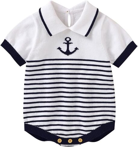 mimixiong Nautical Baby Boy Romper Toddler Navy Bodysuit Clothing in Kuwait