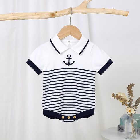 mimixiong Nautical Baby Boy Romper Toddler Navy Bodysuit Clothing in Kuwait
