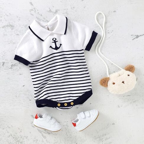 mimixiong Nautical Baby Boy Romper Toddler Navy Bodysuit Clothing in Kuwait