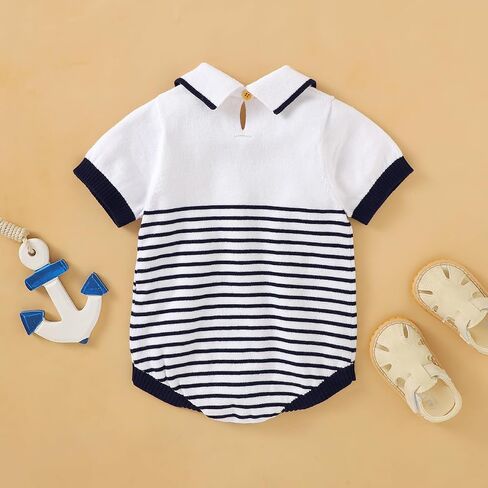 mimixiong Nautical Baby Boy Romper Toddler Navy Bodysuit Clothing in Kuwait