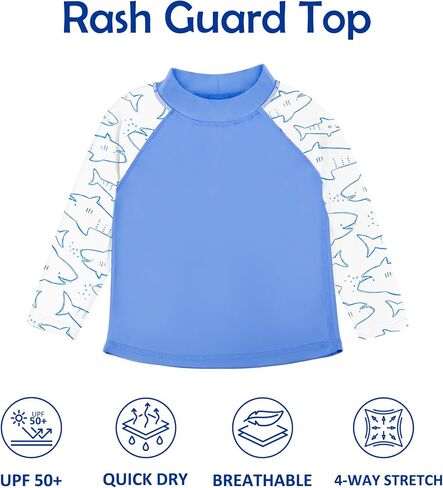 BIG ELEPHANT 2 Pcs Rash Guard Swim Diapers Sets for Unisex Baby, Boys Girls Long Sleeve Swimsuit with UPF 50+ Sun Protection in Saudi Arabia