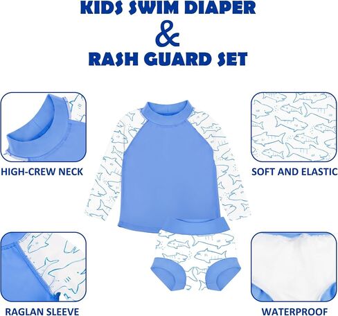 BIG ELEPHANT 2 Pcs Rash Guard Swim Diapers Sets for Unisex Baby, Boys Girls Long Sleeve Swimsuit with UPF 50+ Sun Protection in Saudi Arabia