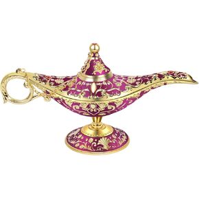Vintage Aladdin Magic Genie Lamp Pot, Wishing Light Alloy Arabian Lamp Jewelry Box for Home Party /Wedding Table Decoration & Gift (Large/Silver)