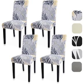Bloss Beige Chair Cover Set of 4, High Stretch Spandex Parsons Chair Slipcovers Washable Chair Protector for Dining Room, Wedding Ceremony, Banquet