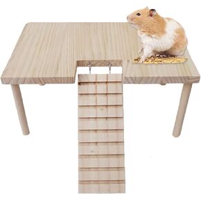 Hamster Platform with Ladder Hamsters Standing Platforms with Legs Set Wood Gerbils Climbing Bridge Toy Small Animals Standing Platform Living Wood Room for Hamster Gerbil Mice Rat Mouse