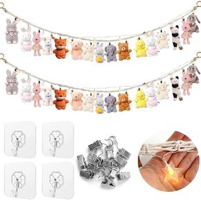 قطعتان من سلسلة ألعاب محشوة مع سلاسل ضوء النجوم، منظم تخزين ألعاب الحيوانات المحشوة المعلقة مع 40 مشبكًا معدنيًا و4 خطافات لتزيين تخزين الألعاب in Kuwait