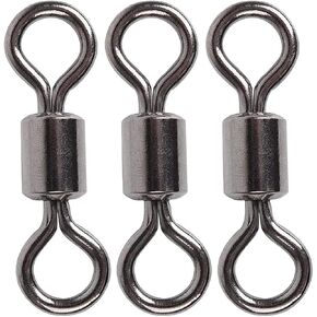 50/300pcs Rolling Barrel Fishing Swivels Stainless Steel Fishing Barrel Swivel High Strength Freshwater Saltwater Fishing Rolling Swivel Black Nickel Fishing Tackle Hook Line Connector