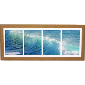 8x22 White Collage Gallery Picture Frame with Four 5x7 Inch Openings - Wide Molding - Includes Both Attached Hanging Hardware and Desktop Easel - Display Five by Seven Photos Horizontal or Vertical
