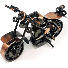 Pretties Large Metal Motorcycle Gifts for Men, Vintage Motorcycle Decor on Office Desk, Birthday Gifts for Riders Unique, Bronze Retro Iron Motorcycle Home Decro Art for Dad Son Friend