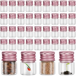 Tessco 200 Pcs 5 ml Mini Glass Bottles with Aluminum Screw Caps Tiny Jars Small Glass Vials Specimen Jars Tiny Containers for DIY Art Craft Storage, 22 mm x 30 mm