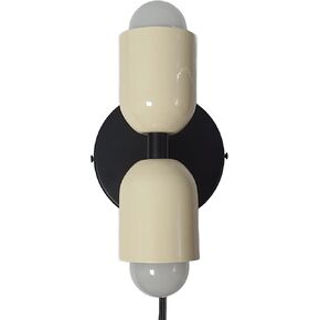 DUALZERO جميل 2-Light الجدار الشمعدان، قاعدة معدنية على الطراز الكريمي الحديث، تركيبات إضاءة حائط المزرعة مع لمبة E26 لغرفة النوم وغرفة المعيشة