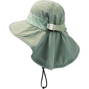 CHUNG Baby Sun Protection Hat Summer Toddler Adjustable UPF 50+ Wide Brim Neck Flap Beach Caps Boys Girls 1-7 Years Kids
