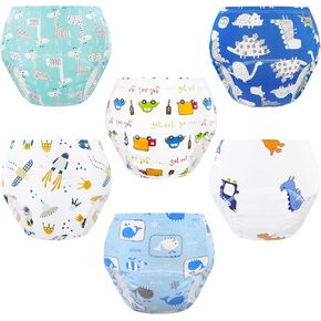 Baby Cotton Training Pants 6 Packs Toilet Training Underpants Absorbent Toddler Potty Training Underwear 2T-5T