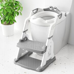 Potty Training Seat, Toddler Toilet Seat for Little Boys Girls, 2-in-1 Potty Training Toilet with Step Stool Ladder Soft Cushioned Seat Splash Guard (Gray) in Saudi Arabia