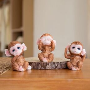 3 Wise Monkeys Statue.See no evil, hear no evil, speak no evil Monkeys Figurines.Brings Good Luck,Wisdom.Silver Monkey Sculpture Decoration Ornaments. Home Decor Living Room,Office Decor Accents.