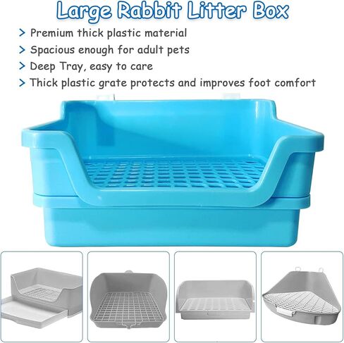 صندوق فضلات أرنب كبير من PINVNBY، صندوق مرحاض بزاوية عميقة على شكل أرنب، مدرب على نونية الحيوانات الصغيرة بطابقين مع خطافات للكبار، خنزير غينيا شينشيلا فيريت سنجاب (وردي) in Kuwait