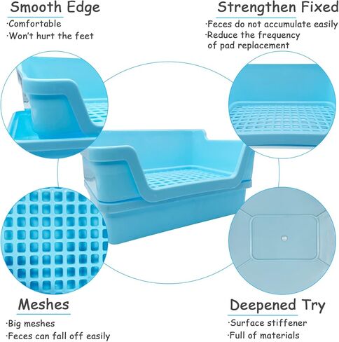 صندوق فضلات أرنب كبير من PINVNBY، صندوق مرحاض بزاوية عميقة على شكل أرنب، مدرب على نونية الحيوانات الصغيرة بطابقين مع خطافات للكبار، خنزير غينيا شينشيلا فيريت سنجاب (وردي) in Kuwait