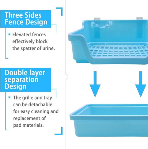 صندوق فضلات أرنب كبير من PINVNBY، صندوق مرحاض بزاوية عميقة على شكل أرنب، مدرب على نونية الحيوانات الصغيرة بطابقين مع خطافات للكبار، خنزير غينيا شينشيلا فيريت سنجاب (وردي) in Kuwait