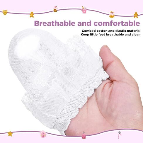 Haysandy 8 Pairs Toddler Girls Dress Socks Baby Ruffle Socks Cute Frilly Lace Socks Cotton Teen Girl Socks in Saudi Arabia