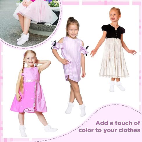 Haysandy 8 Pairs Toddler Girls Dress Socks Baby Ruffle Socks Cute Frilly Lace Socks Cotton Teen Girl Socks in Saudi Arabia