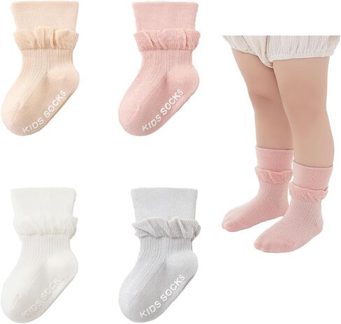 Baby Girls Double Lace Socks,Cute Ruffle Princess Frilly Cotton Dress Ankle Socks for Infant Toddlers and Kids in Saudi Arabia