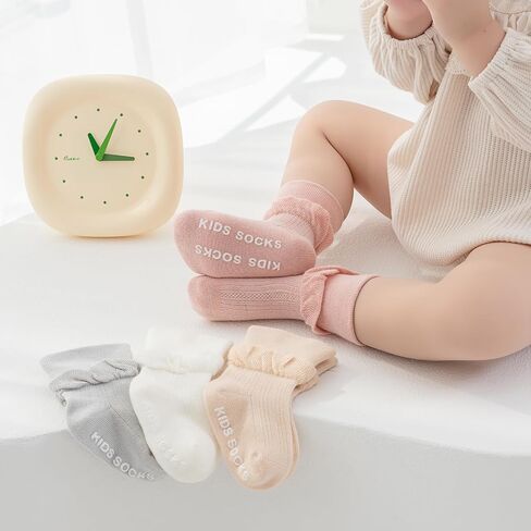 Baby Girls Double Lace Socks,Cute Ruffle Princess Frilly Cotton Dress Ankle Socks for Infant Toddlers and Kids in Saudi Arabia