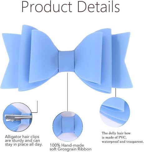 12 قطعة من فيونكات الشعر الهلامية المقاومة للماء للفتيات، مشابك فيونكة لحمام السباحة الصيفية من PVC ملحقات شعر شفافة للفتيات والأطفال الرضع والمراهقين والأطفال (12 قطعة من الأقواس A) in Kuwait