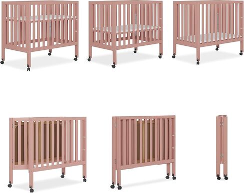 Jett Non-Full Size Folding Convertible Crib, Lightweight Portable Crib, Three Adjustable Mattress Height Settings, Easy to Fold Travel Crib, 1.5" Mattress Pad Included in Saudi Arabia