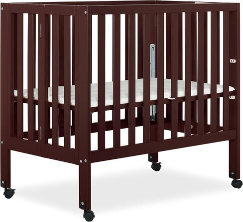 Jett Non-Full Size Folding Convertible Crib, Lightweight Portable Crib, Three Adjustable Mattress Height Settings, Easy to Fold Travel Crib, 1.5" Mattress Pad Included in Saudi Arabia