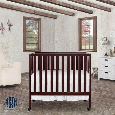 Jett Non-Full Size Folding Convertible Crib, Lightweight Portable Crib, Three Adjustable Mattress Height Settings, Easy to Fold Travel Crib, 1.5" Mattress Pad Included in Saudi Arabia