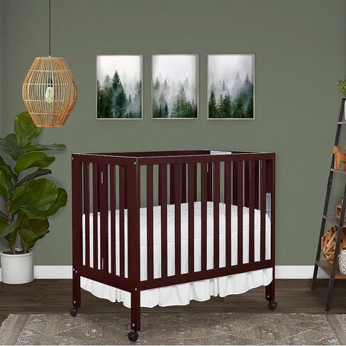 Jett Non-Full Size Folding Convertible Crib, Lightweight Portable Crib, Three Adjustable Mattress Height Settings, Easy to Fold Travel Crib, 1.5" Mattress Pad Included in Saudi Arabia