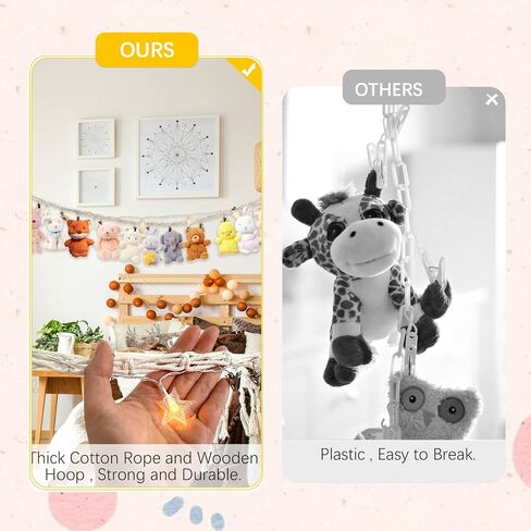 قطعتان من سلسلة ألعاب محشوة مع سلاسل ضوء النجوم، منظم تخزين ألعاب الحيوانات المحشوة المعلقة مع 40 مشبكًا معدنيًا و4 خطافات لتزيين تخزين الألعاب in Kuwait